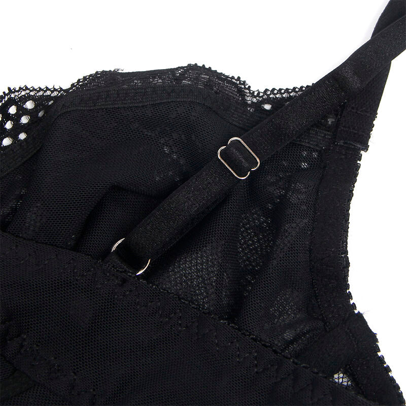 SUBBLIME Body de Renda Push-Up com Virilha Aberta Preto S/M