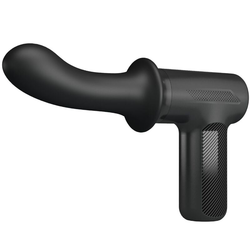 Close-up do Massageador PRETTY LOVE DJ Doctor 5 Configurações Preto, mostrando o design ergonómico e a cabeça de silicone.