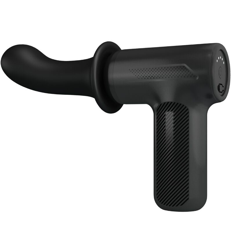 Close-up do Massageador PRETTY LOVE DJ Doctor 5 Configurações Preto, mostrando o design ergonómico e a cabeça de silicone.