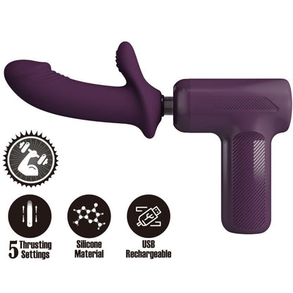 Close-up of the PRETTY LOVE Massageador DJ Scholar, a powerful purple wand vibrator with 5 settings.