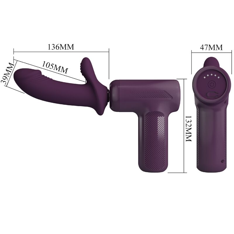 Close-up of the PRETTY LOVE Massageador DJ Scholar, a powerful purple wand vibrator with 5 settings.