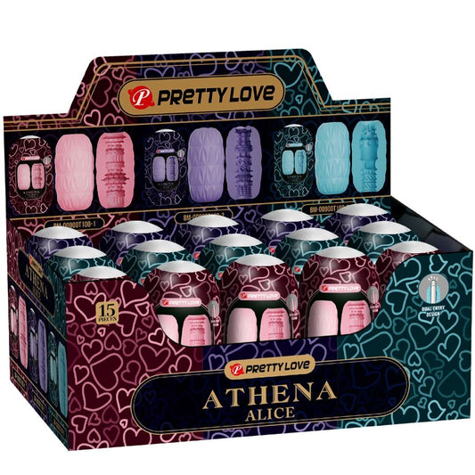 Pack de 15 Masturbadores Masculinos PRETTY LOVE Athena Alice Egg Stroker com texturas variadas.