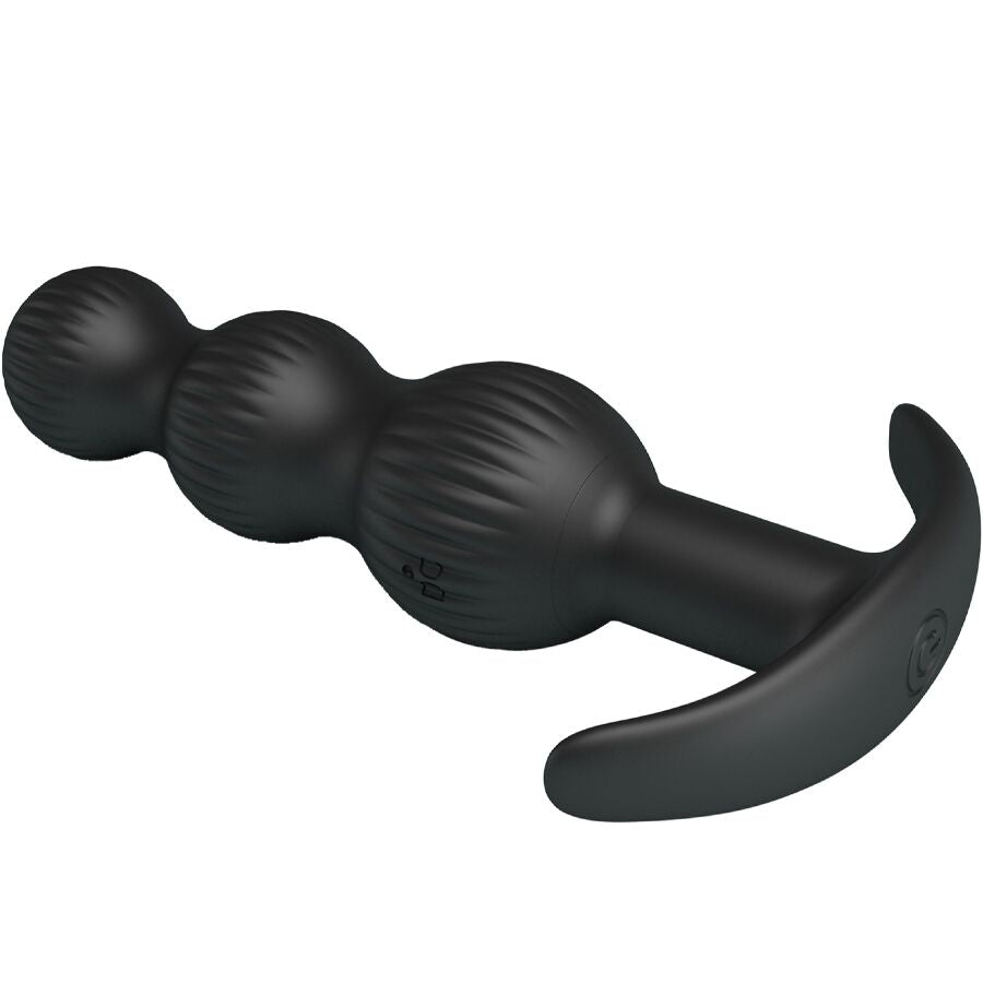 Vibrador anal PRETTY LOVE Sidney preto com design ergonómico e 10 funções de vibração.
