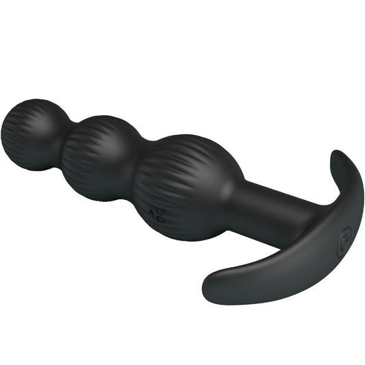 Vibrador anal PRETTY LOVE Sidney preto com design ergonómico e 10 funções de vibração.