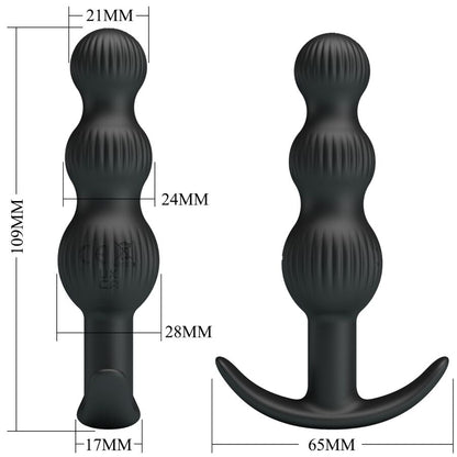 Vibrador anal PRETTY LOVE Sidney preto com design ergonómico e 10 funções de vibração.