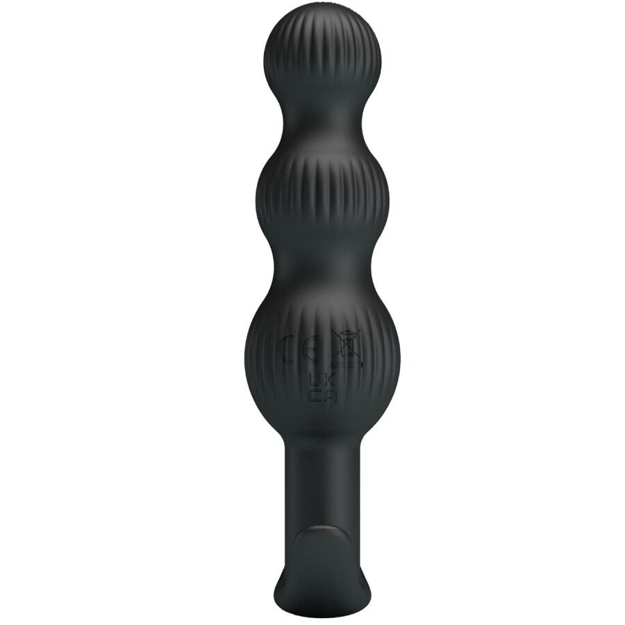 Vibrador anal PRETTY LOVE Sidney preto com design ergonómico e 10 funções de vibração.