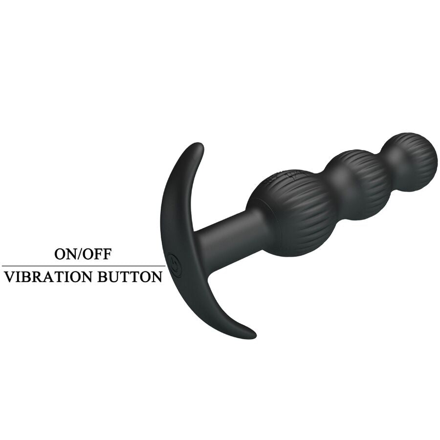 Vibrador anal PRETTY LOVE Sidney preto com design ergonómico e 10 funções de vibração.