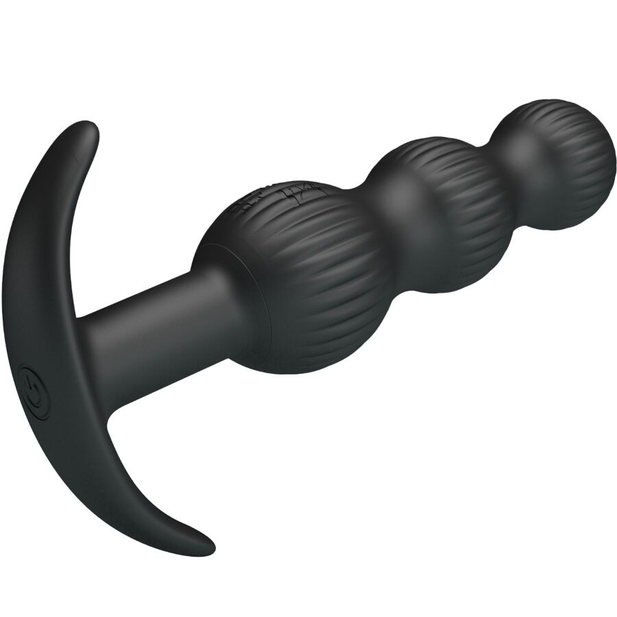 Vibrador anal PRETTY LOVE Sidney preto com design ergonómico e 10 funções de vibração.