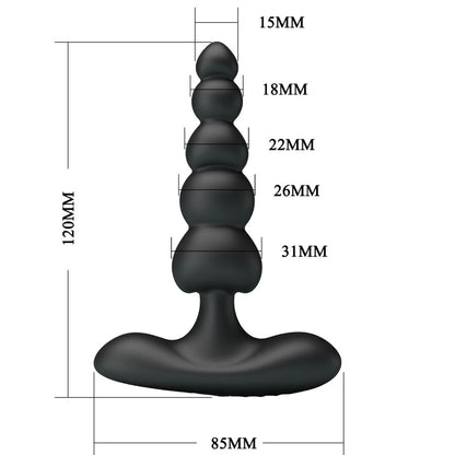 PRETTY LOVE Vibrador Anal Corban com 10 Vibrações em silicone preto, design flexível e ergonómico.