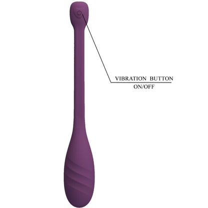Close-up of the PRETTY LOVE Vibrador Controlado por Aplicativo Leviathan Roxo showing its design and silicone texture.