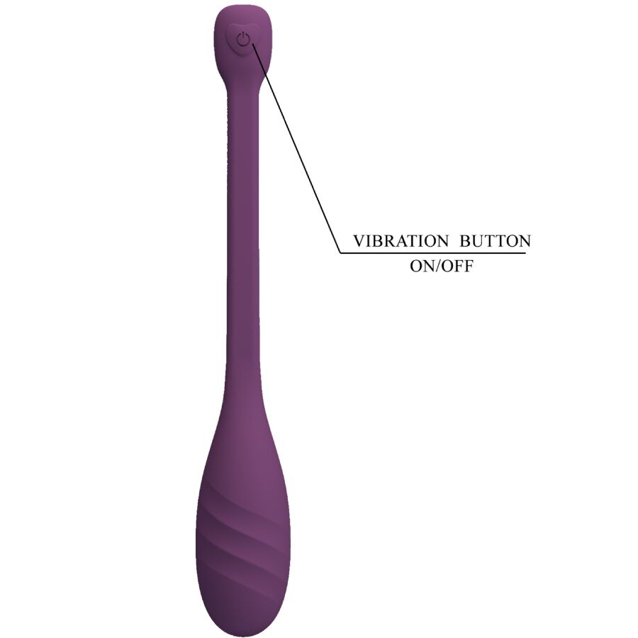 Close-up of the PRETTY LOVE Vibrador Controlado por Aplicativo Leviathan Roxo showing its design and silicone texture.