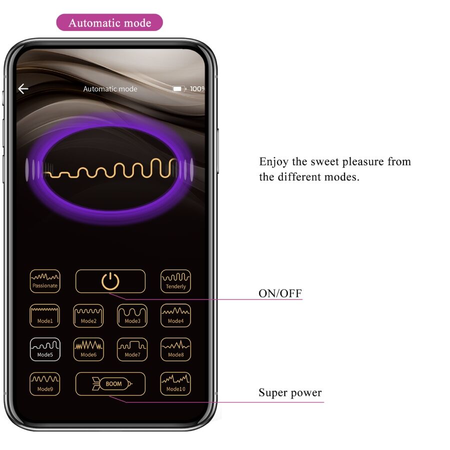 Close-up of the PRETTY LOVE Vibrador Controlado por Aplicativo Leviathan Roxo showing its design and silicone texture.