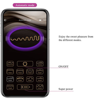 Close-up of the PRETTY LOVE Vibrador Controlado por Aplicativo Leviathan Roxo showing its design and silicone texture.