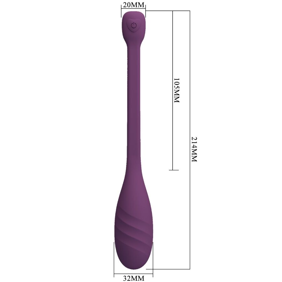 Close-up of the PRETTY LOVE Vibrador Controlado por Aplicativo Leviathan Roxo showing its design and silicone texture.