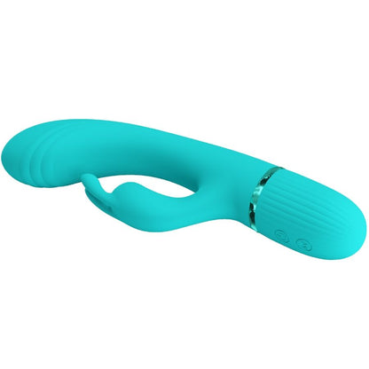 Vibrador coelho PRETTY LOVE Scocco Turquesa com design ergonómico e estimulador clitoriano, feito em silicone suave.