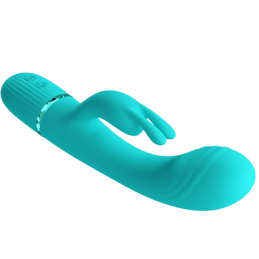 Vibrador coelho PRETTY LOVE Scocco Turquesa com design ergonómico e estimulador clitoriano, feito em silicone suave.