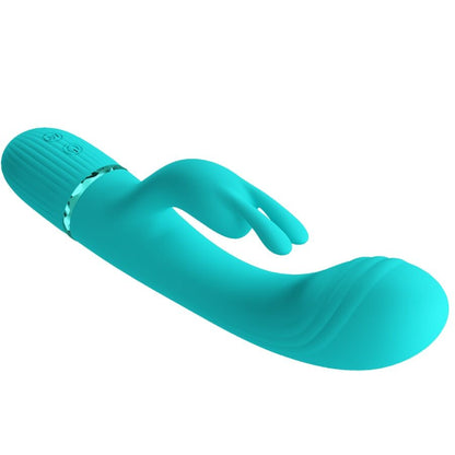 Vibrador coelho PRETTY LOVE Scocco Turquesa com design ergonómico e estimulador clitoriano, feito em silicone suave.