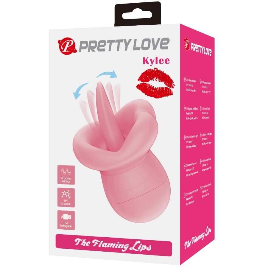 PRETTY LOVE Estimulador Clitoriano Kylee Tongue 10 Vibrações Rosa Nude com design ergonómico e ponta de língua.