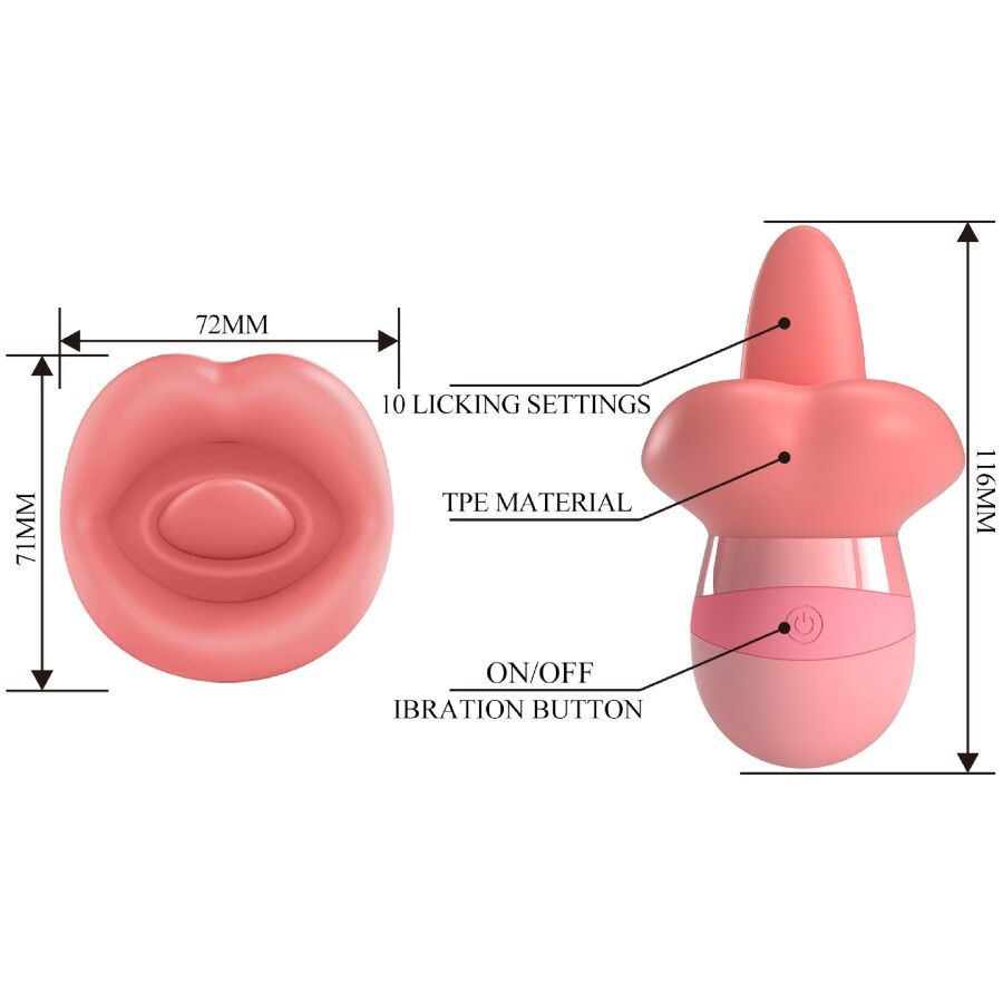 PRETTY LOVE Estimulador Clitoriano Kylee Tongue 10 Vibrações Rosa Nude com design ergonómico e ponta de língua.