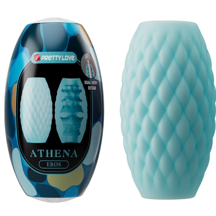 Close-up of the PRETTY LOVE Masturbador Masculino Athena Eros, showing its silicone texture and dual entry design.