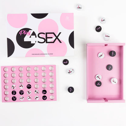 SECRETPLAY Jogo de Madeira Play4Sex para casais, mostrando tabuleiro e peças com posições Kama Sutra.