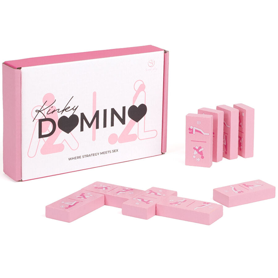 Jogo de Dominó Kinky de Madeira SECRETPLAY para casais com ilustrações eróticas.