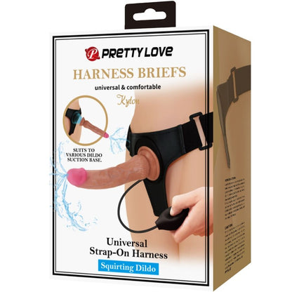Close-up do Dildo Strap-on PRETTY LOVE Kyton com Arnês Squirting e Vibratório, mostrando detalhes realistas.