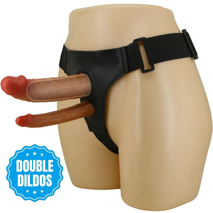 Close-up do Arnês Briefs Duplo Dildo PRETTY LOVE, destacando seu design universal e confortável.