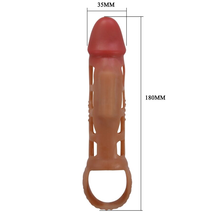 Detalhe da Manga Vibratória para Pénis PRETTY LOVE Preston 18 CM, mostrando sua textura e anel de suporte.