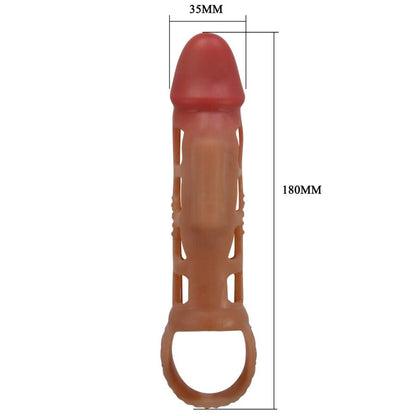 Detalhe da Manga Vibratória para Pénis PRETTY LOVE Preston 18 CM, mostrando sua textura e anel de suporte.