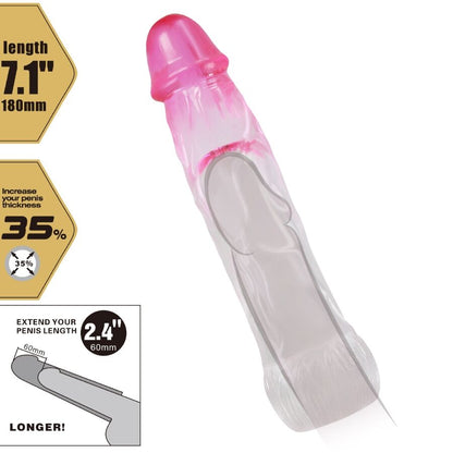 PRETTY LOVE Bainha de Ampliação Realista 6 CM Rosa para aumento peniano e prazer