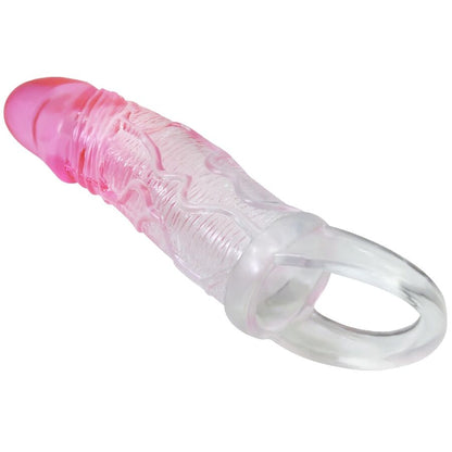 Capa de ampliação peniana Pretty Love Realista 2cm Rosa, exibindo textura e design anatômico
