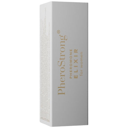 PHEROSTRONG Elixir de Feromônios para Mulheres 2 ML, frasco de perfume com fragrância magnética e design elegante.