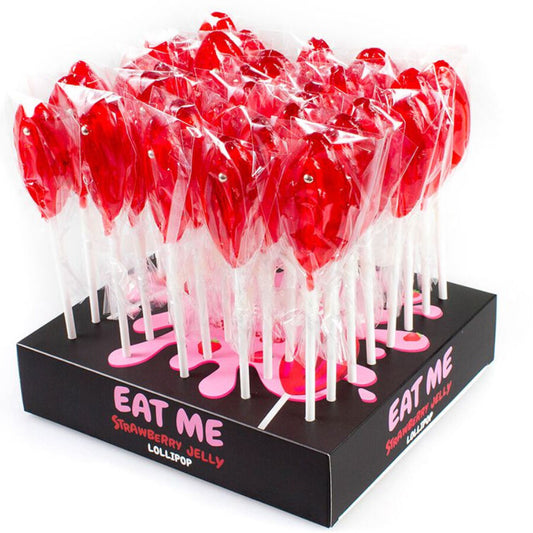 Display de 40 pirulitos SECRETPLAY em formato de pénis com sabores de cocktails variados.