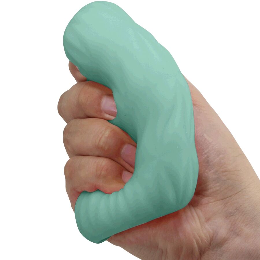 PPRETTY LOVE Masturbador Masculino ATHENA Egg Stroker Turquesa, mostrando a textura e o design compacto.