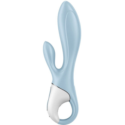 Close-up of the SATISFYER Bomba de Ar Bunny 1 Vibrador Inflável Azul, highlighting its flexible shaft and clitoral stimulator.