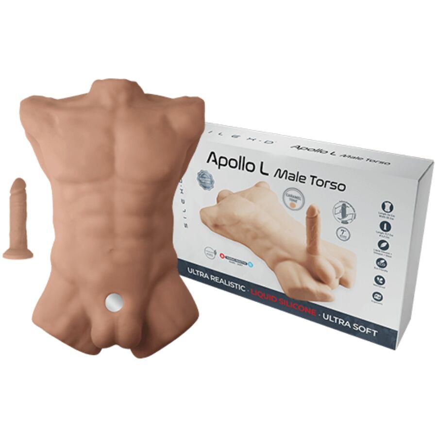 SILEXD Apollo L Torso Masculino Realista em cor caramelo, detalhe da textura e forma.