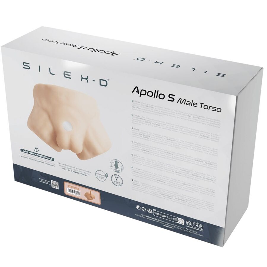 Close-up do torso realista masculino SILEXD Apollo S na cor caramelo, mostrando a textura e o design.