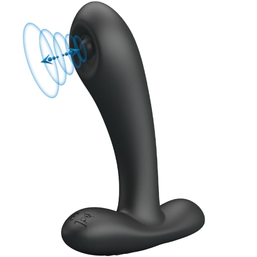Close-up do Massageador Vibratório Anal e Vaginal PRETTY LOVE Reminton, destacando seu design em silicone preto e controle remoto.