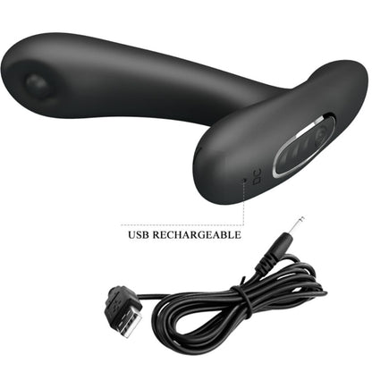 Close-up do Massageador Vibratório Anal e Vaginal PRETTY LOVE Reminton, destacando seu design em silicone preto e controle remoto.