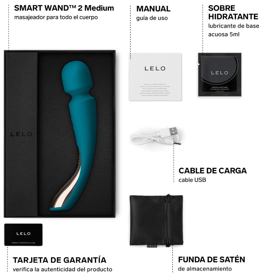 Close-up do LELO Smart Wand 2 Aqua mostrando o seu design ergonómico, cabeça de silicone e botões de controlo.