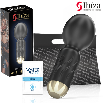 IBIZA Vibrador de Varinha de Bolso Recarregável USB com 10 modos de vibração e corpo em silicone, ideal para prazer portátil e discreto.