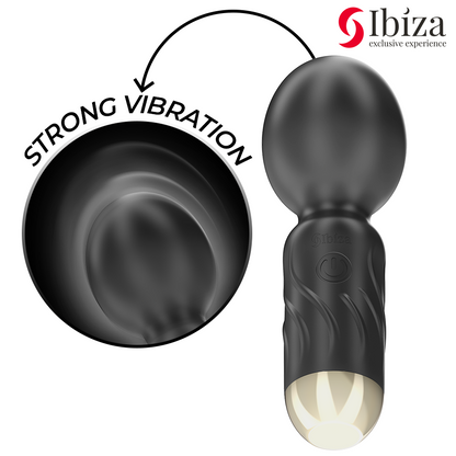 IBIZA Vibrador de Varinha de Bolso Recarregável USB com 10 modos de vibração e corpo em silicone, ideal para prazer portátil e discreto.