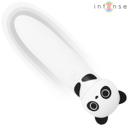 Close-up da Bala Vibratória INTENSE POH Panda USB Recarregável 10 x 2,2 CM, mostrando seu design fofo e material de silicone.