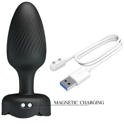 Close-up do Plug Anal Vibratório PRETTY LOVE OSBORN com Luz LED, mostrando o design ergonómico e a base.