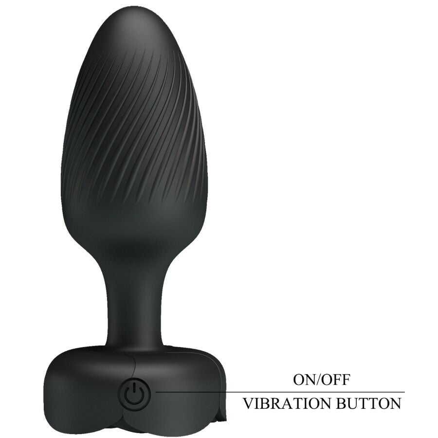 Close-up do Plug Anal Vibratório PRETTY LOVE OSBORN com Luz LED, mostrando o design ergonómico e a base.