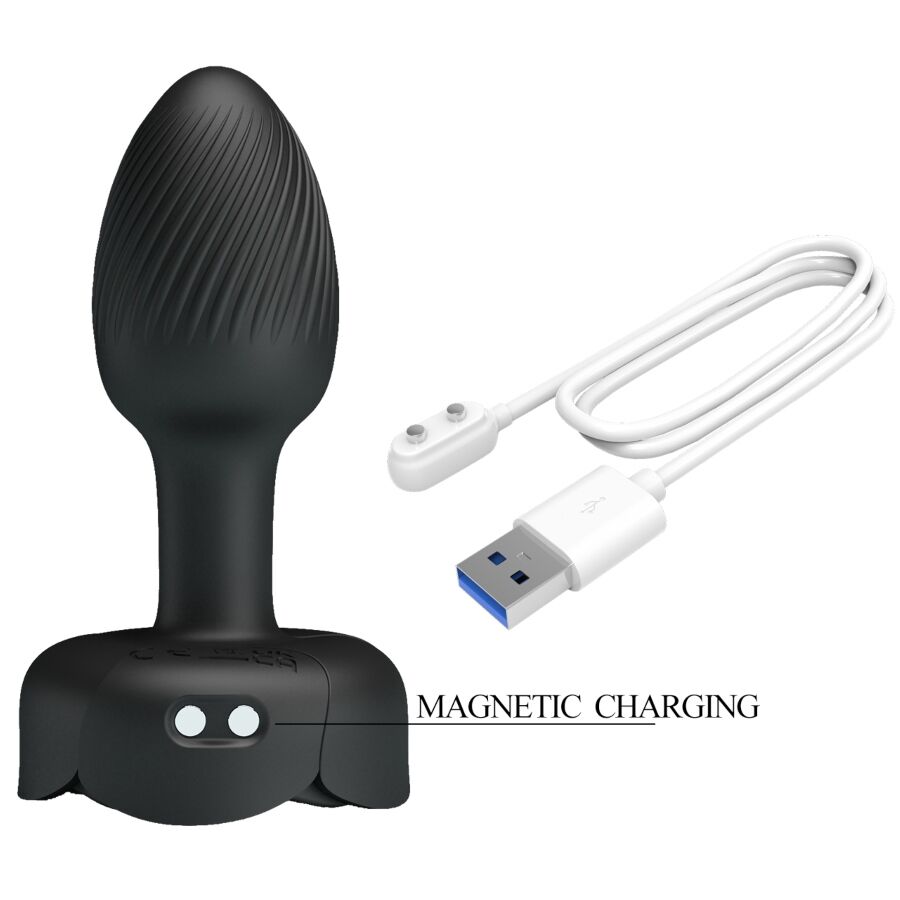 Close-up do PRETTY LOVE Plug Anal Vibratório com Luz LED, mostrando o design elegante e o material de silicone.