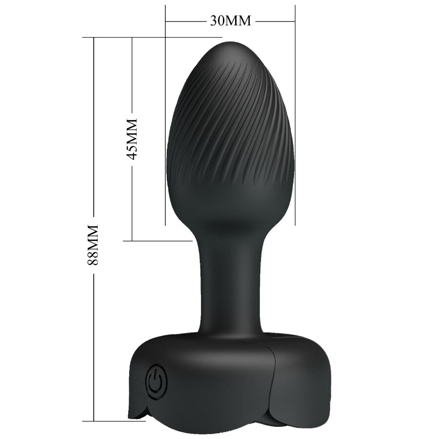Close-up do PRETTY LOVE Plug Anal Vibratório com Luz LED, mostrando o design elegante e o material de silicone.