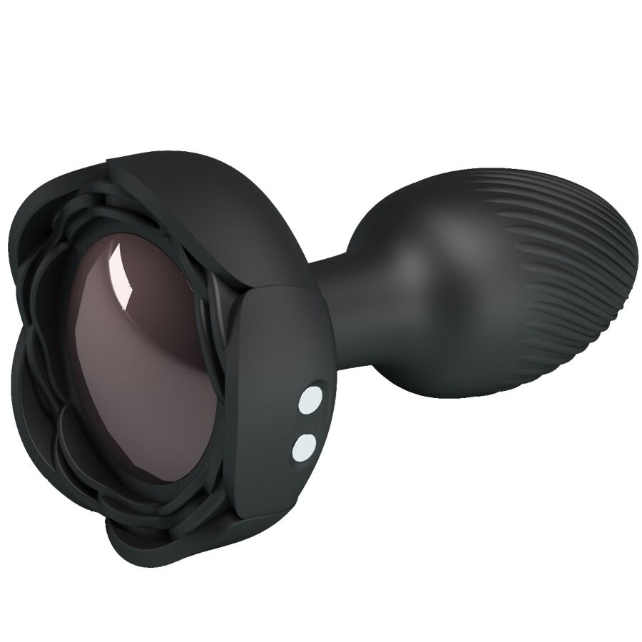 Close-up do PRETTY LOVE Plug Anal Vibratório com Luz LED, mostrando o design elegante e o material de silicone.