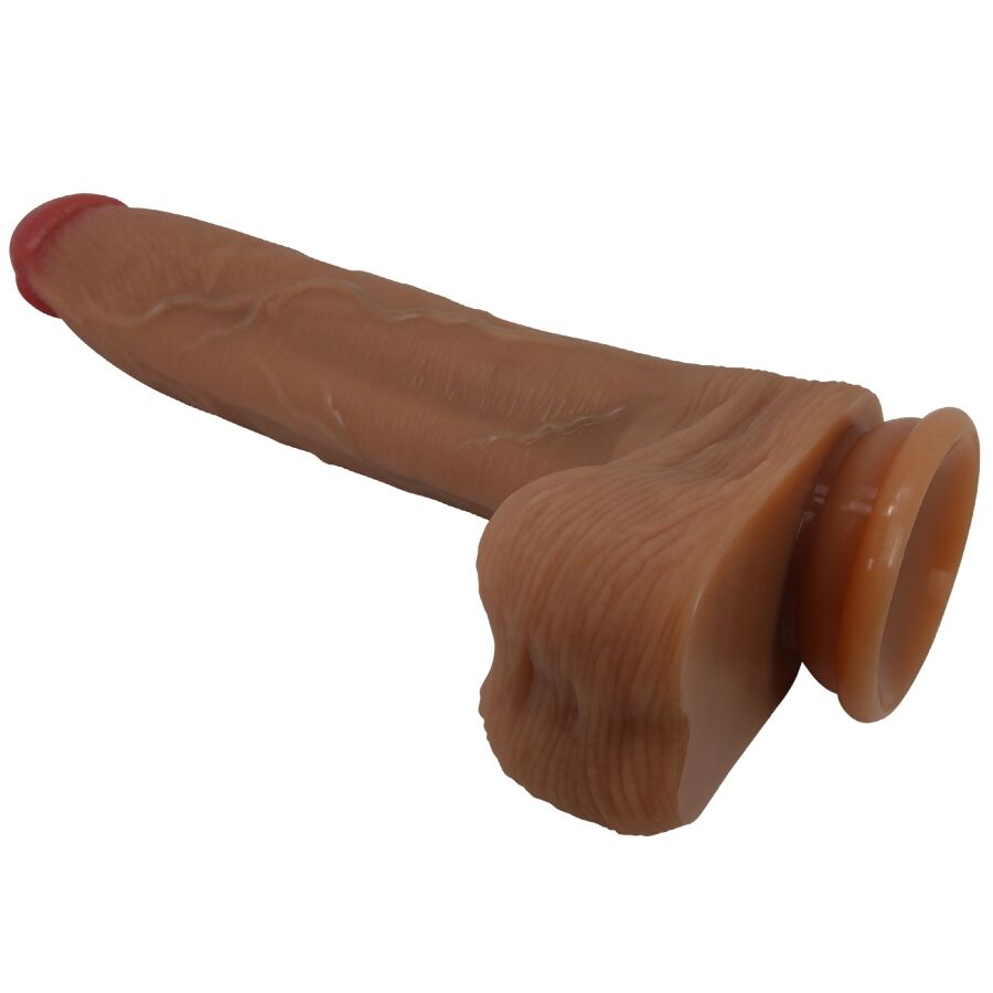 Close-up do PRETTY LOVE Dildo Ultra Realista 28 CM com ventosa, mostrando sua textura e detalhes realistas.